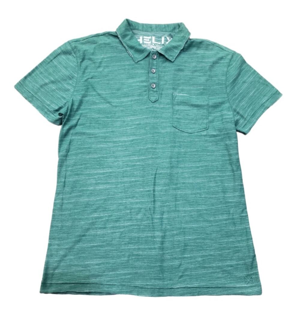 Helix Green Collared Short Sleeved Polo Shirt | Size Large